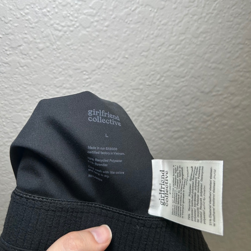 NWT Girlfriend Collective Black Recycled Polyester Spandex Sports Bra Crop Top L - Picture 4 of 5